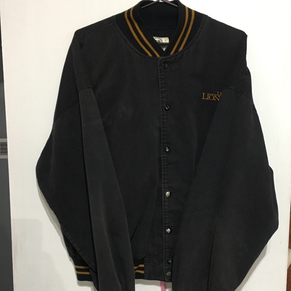 Vintage Lion King Patch Canvas Bomber Letterman Jacket size XL